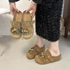 Handmade beaded fringed half-drag summer soft bottom thick bottom small cow anti-velvet bag head slippers
