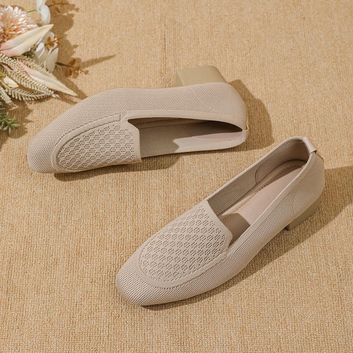 

European and American flat-bottomed fly-woven round head light mouth single shoes women s foot cover retro breathable color matching work ebay 34
