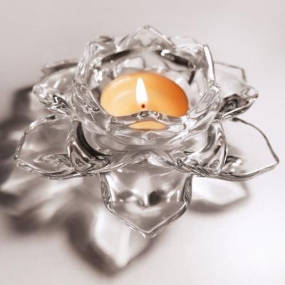 Chinese Clear Lotus Candle Holder Faux Crystal Flower Taper Pillar Tealight Candle Candleholder Candlestick Wedding Party Table Centerpiece Decoration
