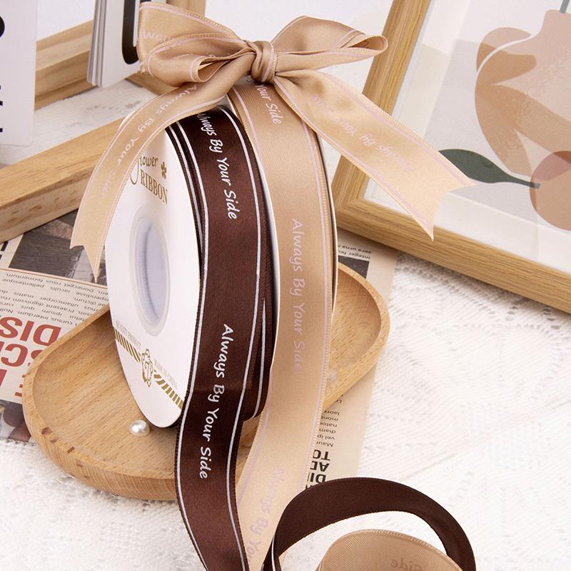 Polyester Letter Ribbon Always By Your Side Printed Ribbon For Flower Wedding Cake Gift Packaging High Quality Bouquet Ribbon