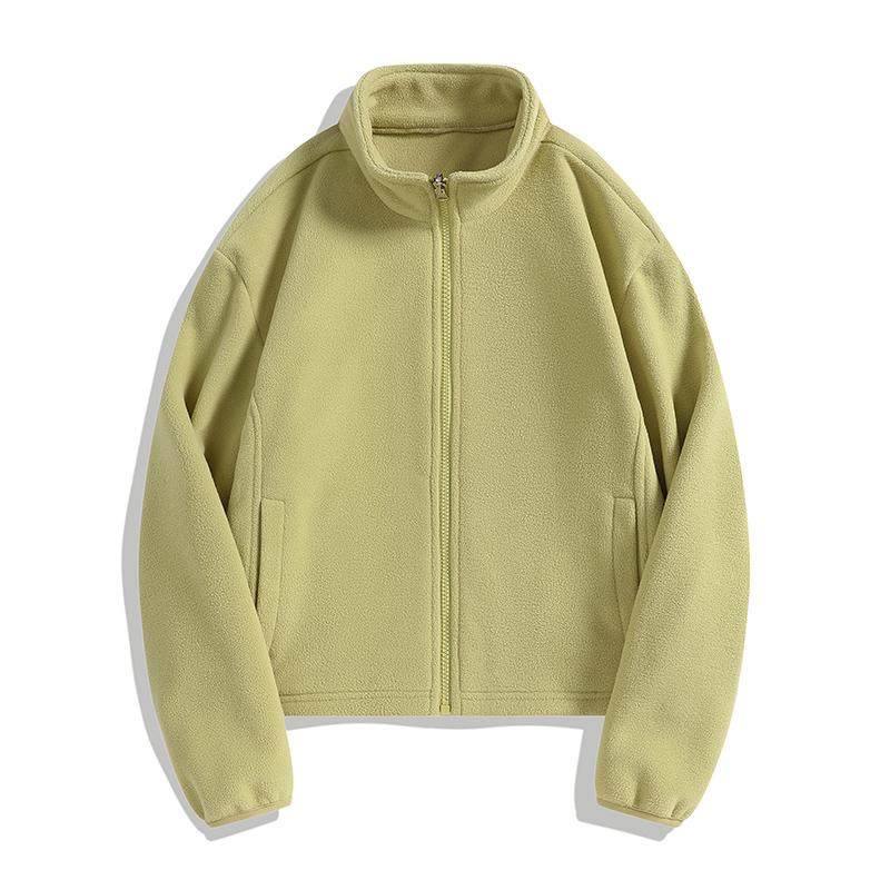 Women's Short Fleece Jacket for Autumn and Winter Outdoor Sports with Thick Fleece, Double-sided Fleece Cardigan Top