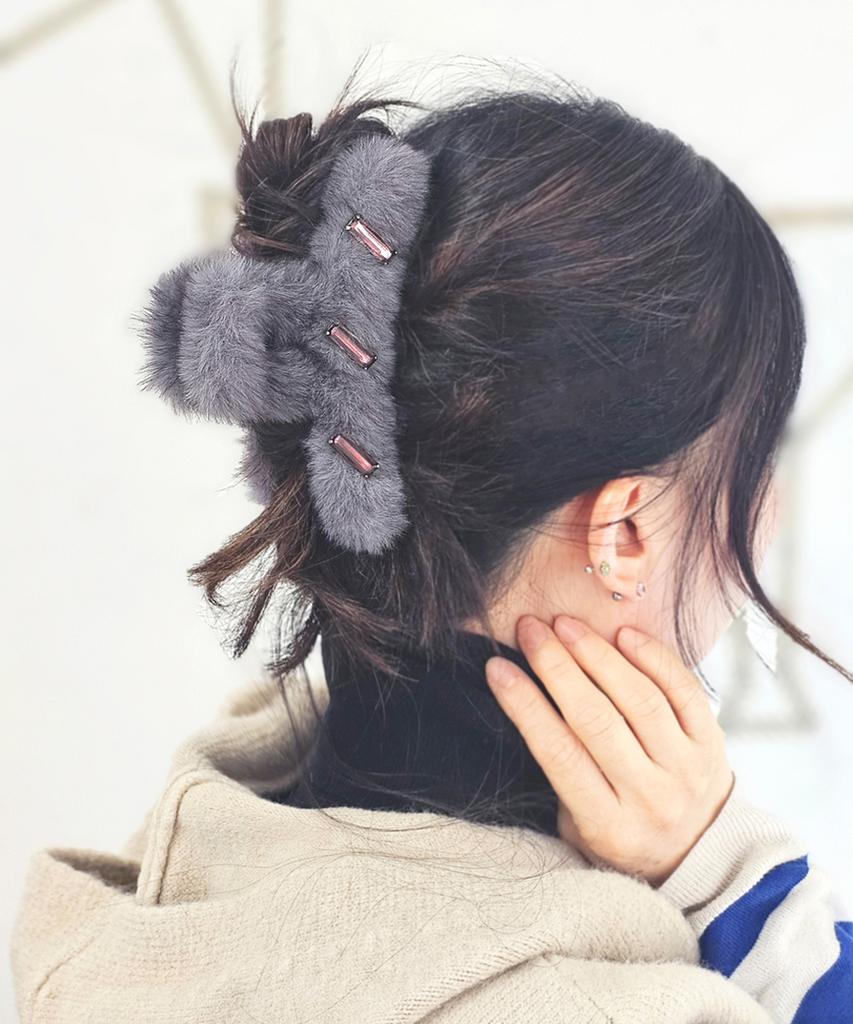 Racoha Ash Fur Large Hair Clip
