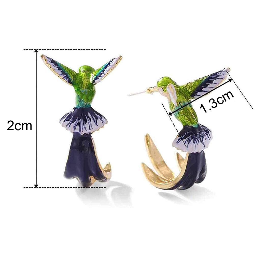 1 Pairs Simulation Hummingbird Earrings Cute Hummingbird Bird Metal Stud Earrings for Women Girl Gift