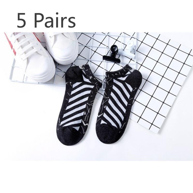 5 Pairs of Letters Short Socks Men's Sports Boat Socks Women's Cotton Low-top Shallow Street Tide Socks