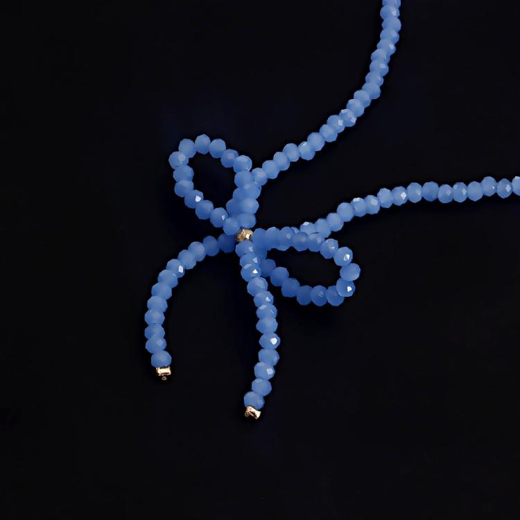 Elegant Crystal Beaded Bowknot Necklace Women Simple Clavicle Chain Choker