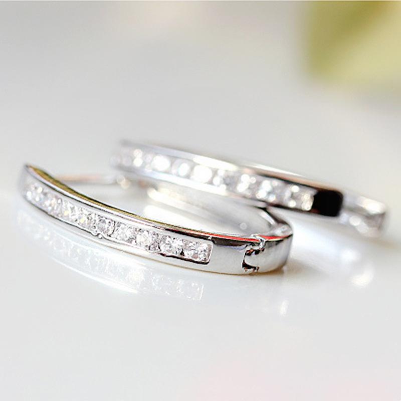Jin Jiahua Hong Kong Fashion Silver-Plated Diamond Hoop Earrings