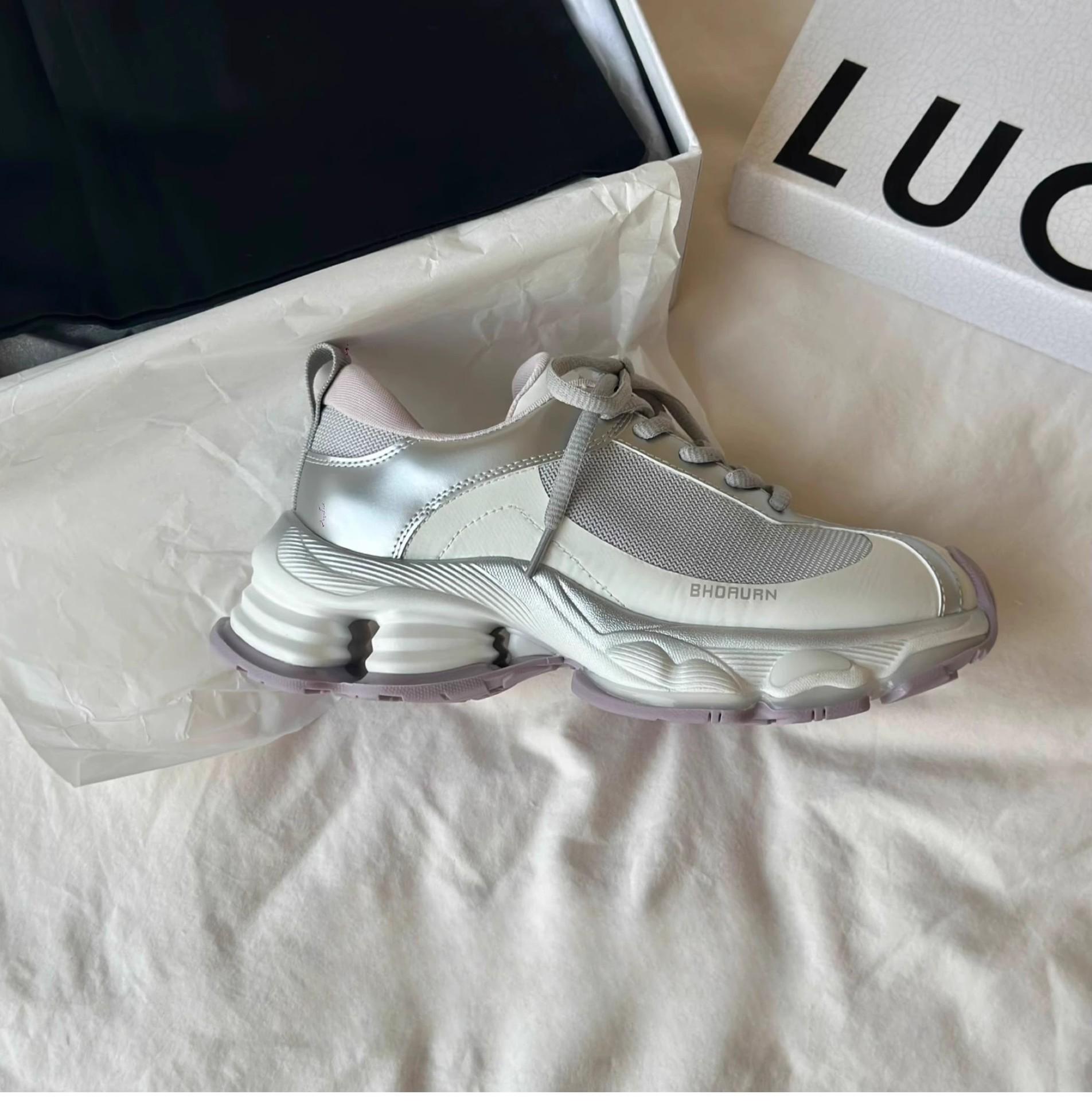 

Парижская мода на платформе, подходящая по цвету, папины туфли, женская, 2025 года, ретро, универсальная, удобная, дышащая, повседневная спортивная обувь 35 фиолетовый