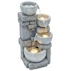 Gartenbrunnen Kaskade 4 Stufen Dekoration Stein- und Ziegeloptik mit LED-Beleuchtung 28 x 25 x 54,5 cm Grau