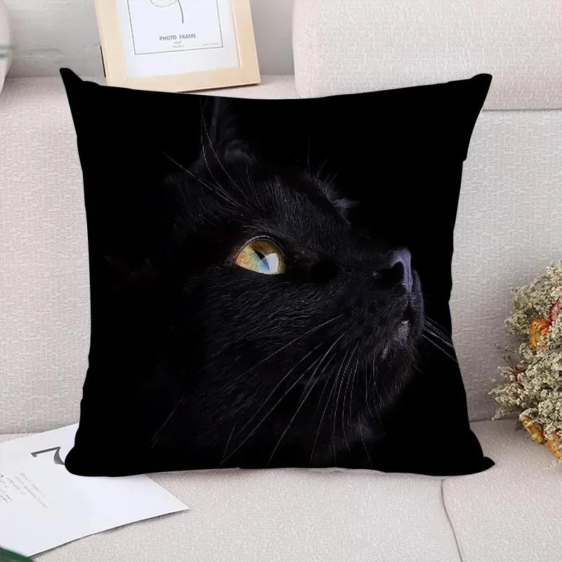 Black Cat Pillowcases  Cushions for Decorative Sofa Pillow Cover Pillowcase _ Short Plush Home Decoration Accessoriesz,(1) 30x30cm