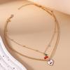 Cute Multi Layer Lover Heart Necklaces for Women Girls Cherry Pendant Necklace Chain Party Holiday Jewelry Gift