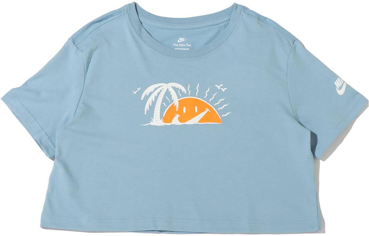 Nike T Shirts Women s Blue Crew Neck Moderate DQ3310-494 M