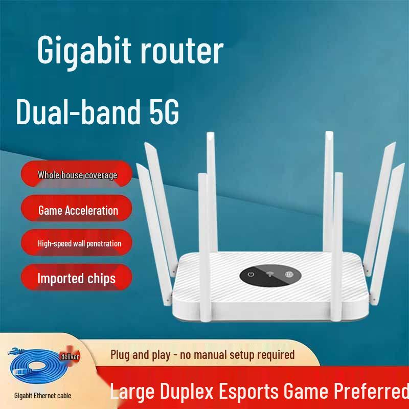 

High-Speed 5G Dual-Band Gigabit Home Router for Large Apartment with Wide Coverage White - Four Antennas, Medium/Small Coverage