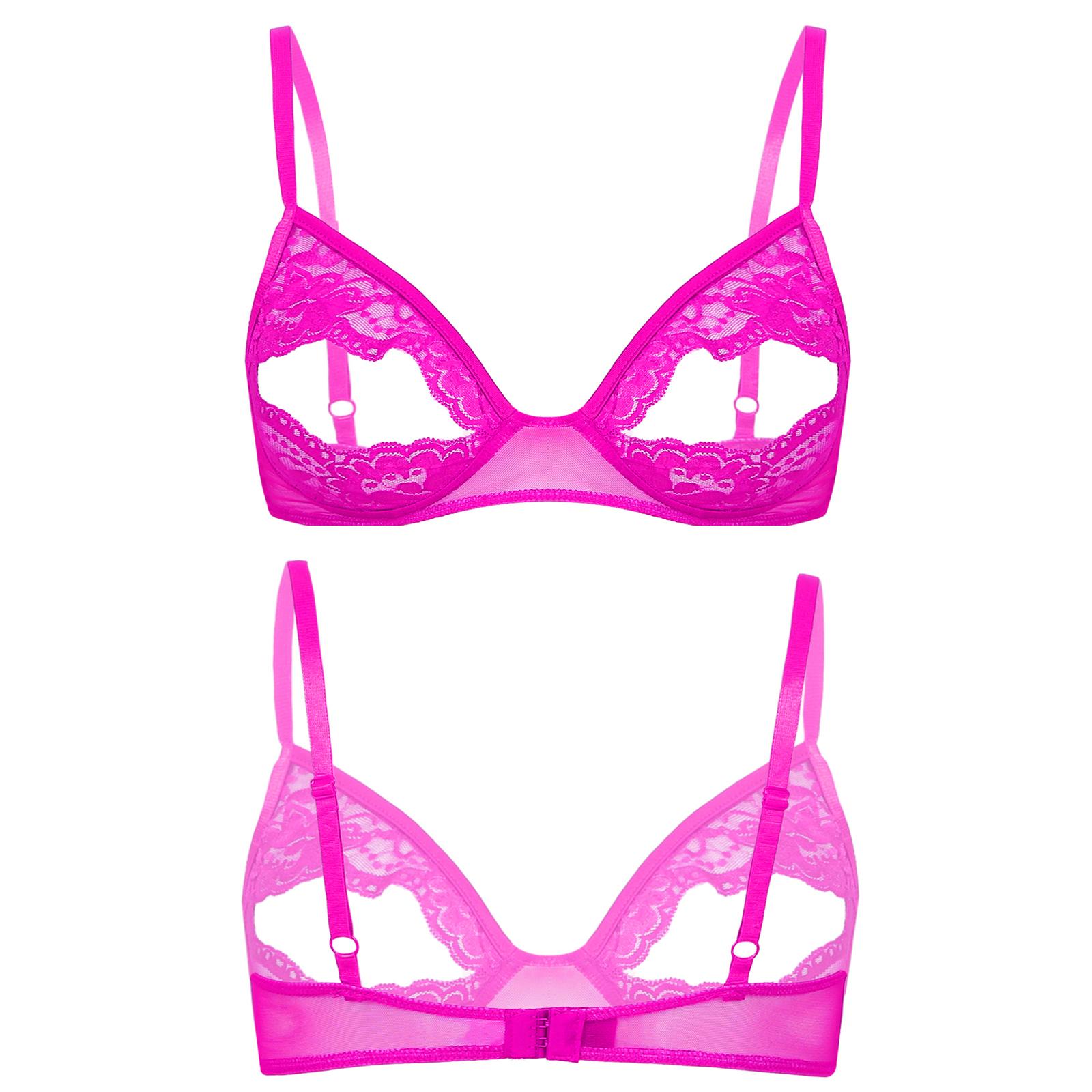 

Жіночий прозорий бюстгальтер без підкладки без підкладки з видаленим бюстгальтером XXL Яскраво-рожевий