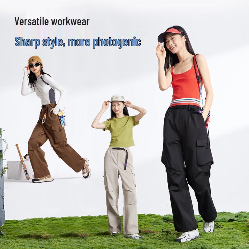 Camel Women's Fleece-Lined Straight-Leg Cargo Pants