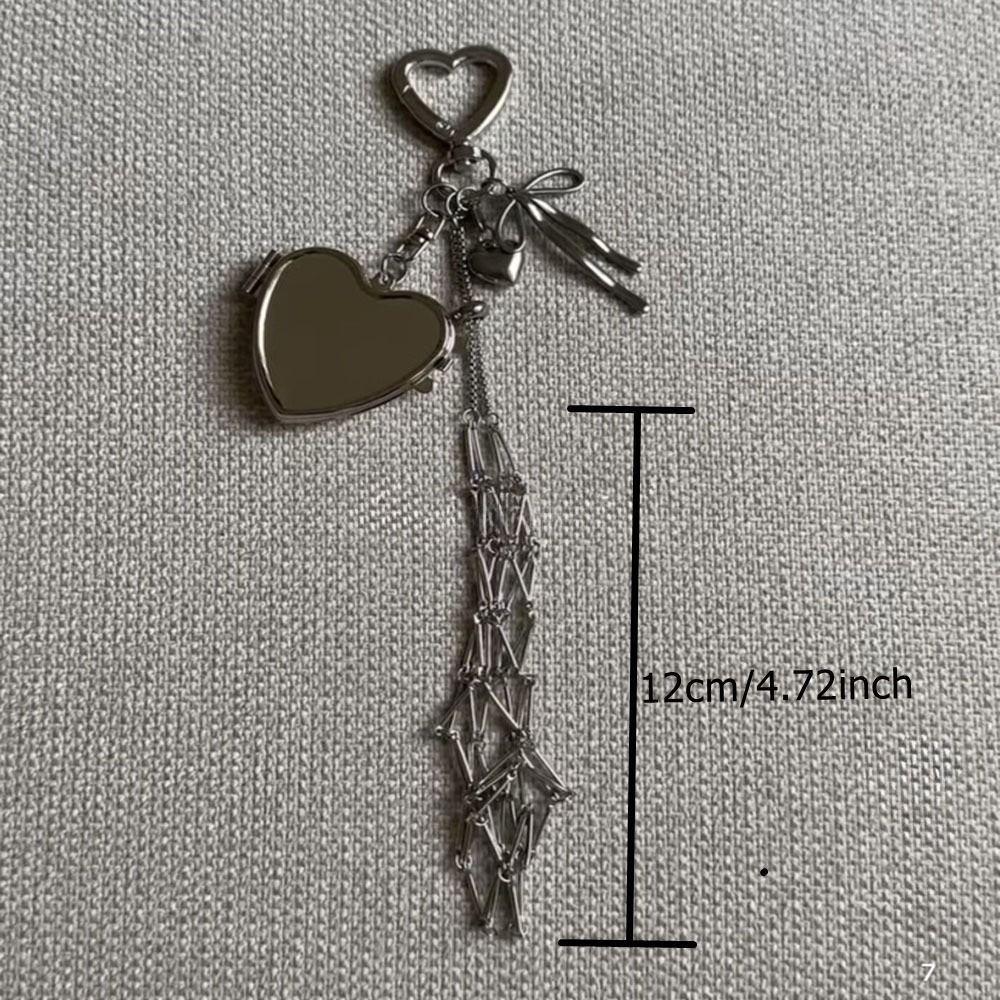 Stainless Steel Metal Net Pocket Lipstick Bag Keychain Interchangeable Silver Color Lip Balm Keychain Y2K Charm Bag Accessories