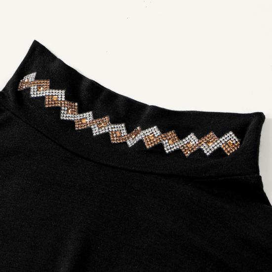 Fake Collar Half High Collar Rhombus Rhinestones Decor False Collar Breathable Elastic Collar Attachment
