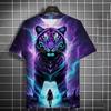 Animal Men's T-shirt 3d Tiger Print Men's Tops Casual Short Sleeve Simple T-shirt Summer Round Neck T-shirt Men's Ultra Clothing