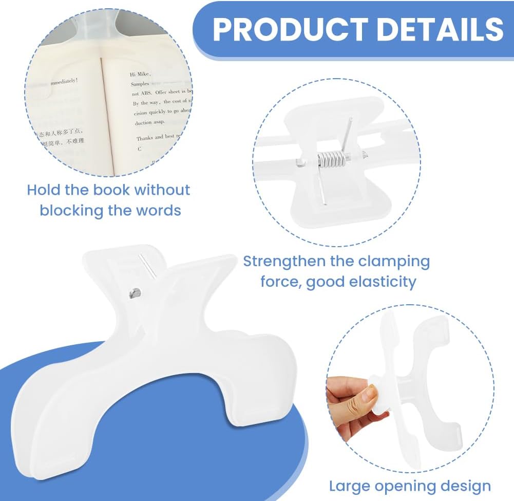 2pcs Transparent Book Clips Book Page Holder Bookmark Books Page Open Holder for Teachers, Students,Ideal for Classroom, Office