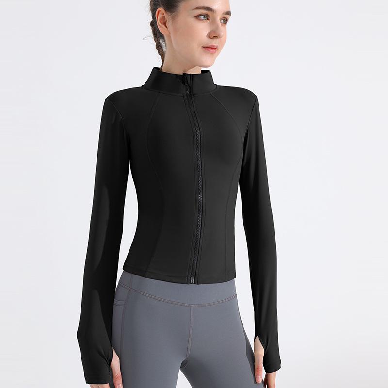 

Кардиган для йоги с длинным рукавом и облегающего кроя от Lulu для женщин - быстросохнущая фитнес-куртка с воротником-стойкой для бега на открытом воздухе Extra Large