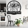 Customizable Spider Metal Wall Art Surname Personalized Durable Indoor Outdoor Kitchen Decor