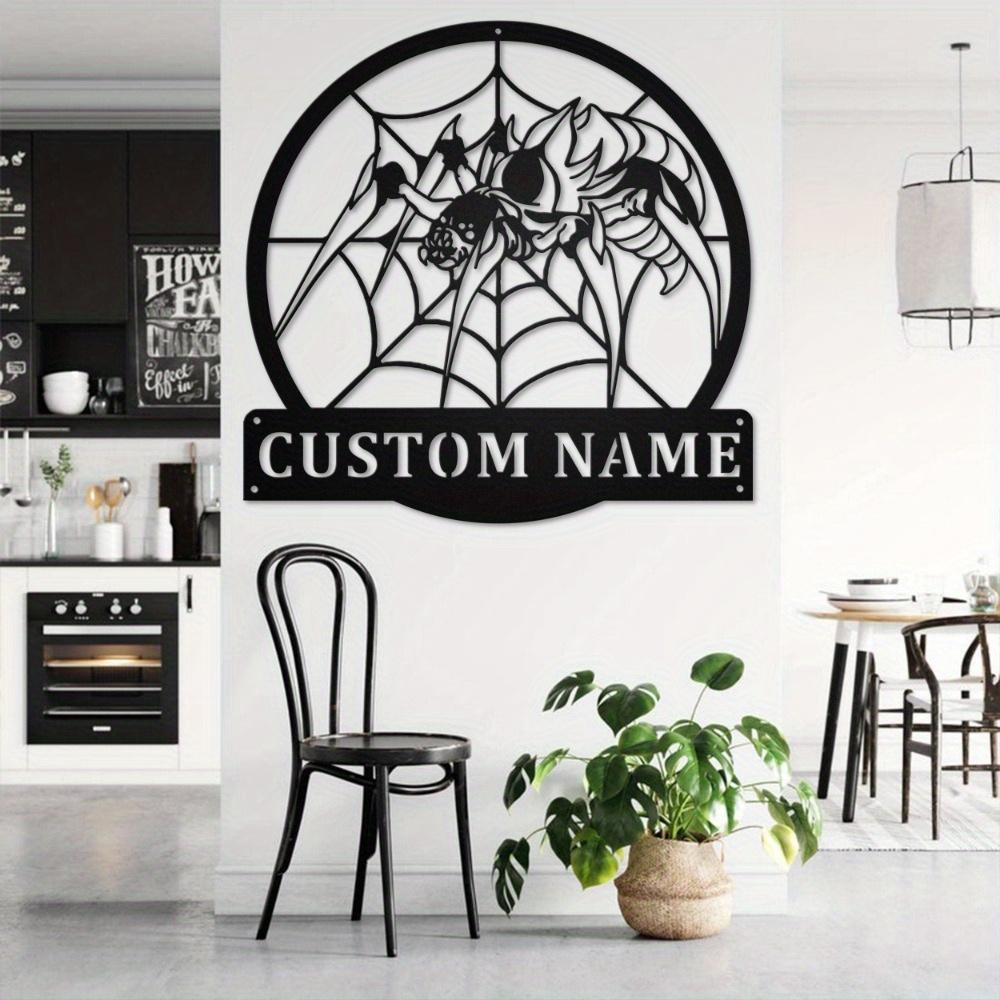 Customizable Spider Metal Wall Art Surname Personalized Durable Indoor Outdoor Kitchen Decor