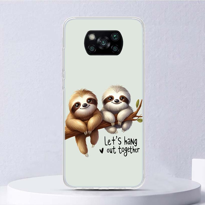 Animal Cute Cartoon Sloth Coffee Soft Case For Xiaomi Poco X7 X6 X5 X4 X3 Nfc F7 Ultra F6 F5 Pro Phone Cover F4 Gt F3 M5S M4 M3