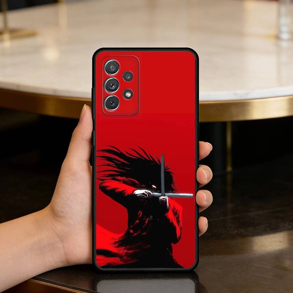 Dark Anime Hellsing Alucard Phone Case For Samsung Galaxy A73,A72,A71,A70,A53,A52,A51,Soft Silicone Black Cover