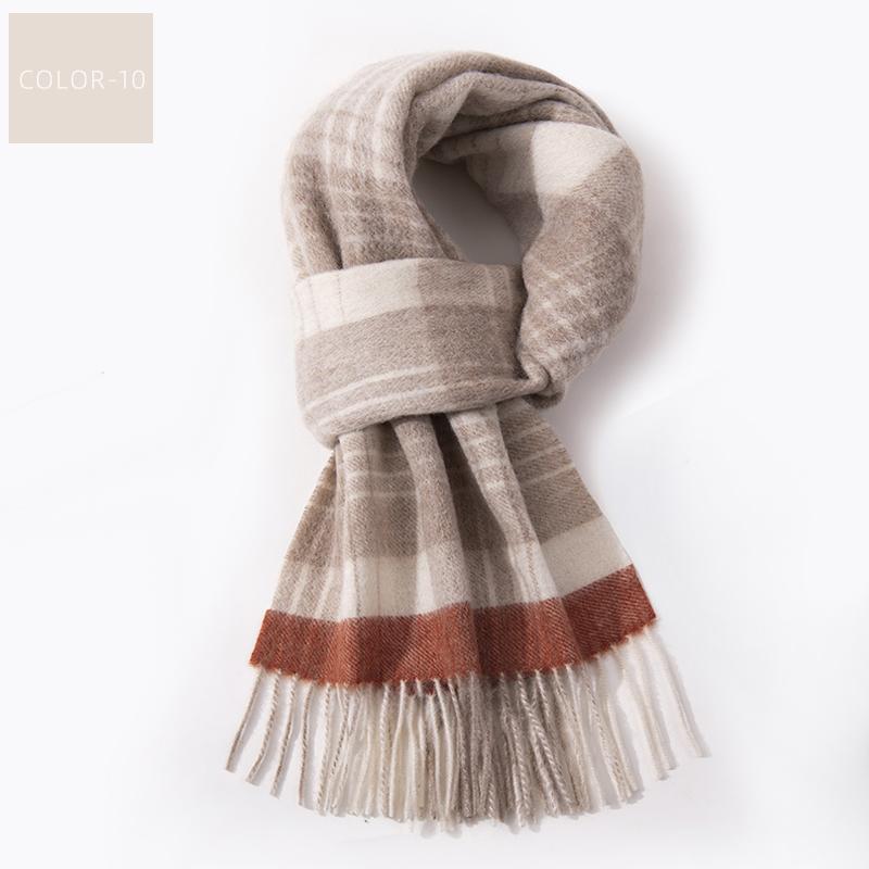 

Мужской длинный шарф из 100% шерсти, зимний теплый шарф на шею, классический деловой клетчатый синий шарф-шаль, роскошный полосатый фуляр для мужчин 180x30cm