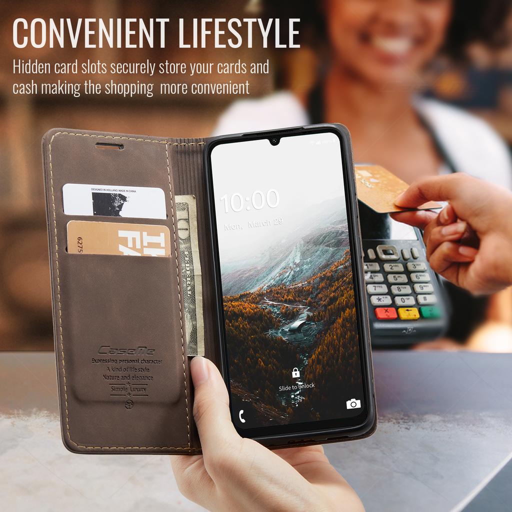 Custodia Flip in Pelle PU Lusso Caseme per Samsung Galaxy A08 A07 A06 Slot Carte Supporto Copri Telefono a Libro Copri Portafoglio Carte