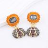 Bee Sunflower Vacation Wind Earrings Animal Diamond Exaggerated Color Daily Pass Earrings