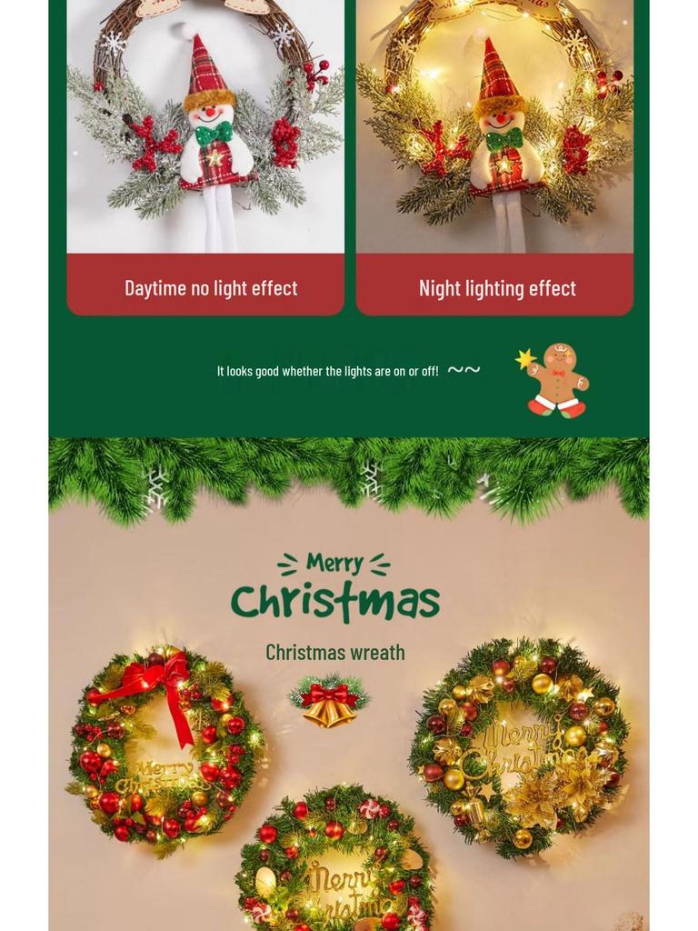 Christmas Door Wreath & Holiday Ornament for Festive Decor