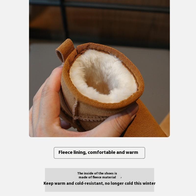 New Winter Boys and Girls Plus Velvet Thick Waterproof Non-slip Comfortable Soft-soled Cotton Boots