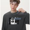 Mark Hua Fei Men's Trendy Heavyweight Loose Fit Pure Cotton Long Sleeve Crew Neck T-Shirt