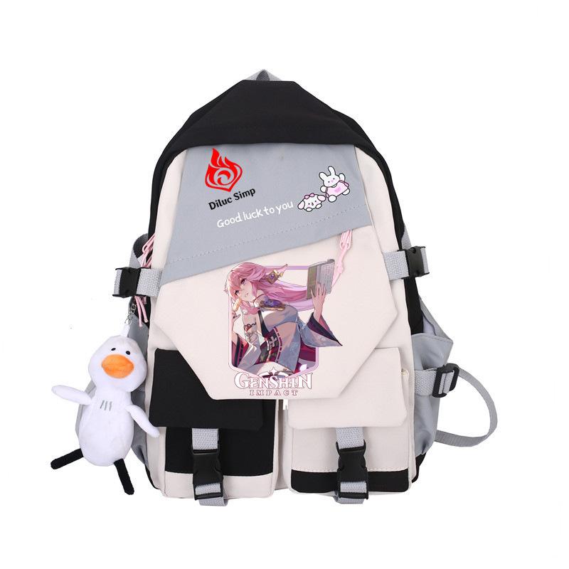 Large Capacity Schoolbag with Shoulder Strap; Student Three-piece Pencil Case Set