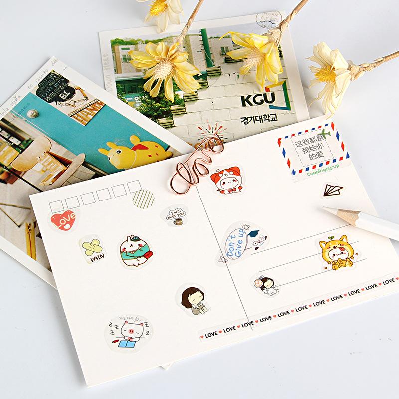 5pcs/6pcs Cute Cartoon Rabbit Animals Sticker PVC Diary Sticker Scrapbook Decoration Stationery Stickers for Cup Mobile Phone