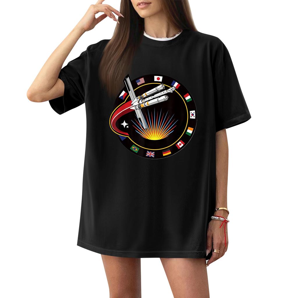 Women's Casual Printed T-Shirt Round Neck Pullover Short Sleeve Top