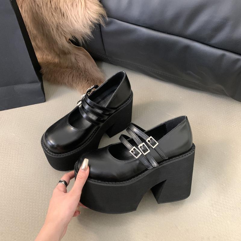 Fashion Women Lolita High Heels Chunky Platform Buckle Strap Mary Jane Shoes 11CM Super High Heel Pumps Woman Cosplay Goth Punk Shoes