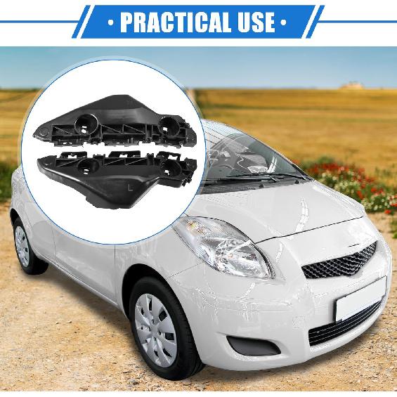 1 Pair Bumper Mounting Support Bracket Compatible for Toyota Yaris 2007-2012, Left Right Bumper Retainer Set Plastic Black