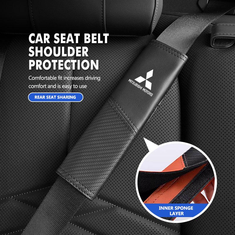 1/2PCS Car Safety Belt Adjustable Shoulder Strap Protector Pad Accessories For Mitsubishi Outlander Lancer L200 ASX Pajero