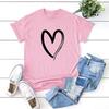 Fashion Female's Heart Pattern Print O-Neck T-shirt Short Sleeve Casual Cotton Tops