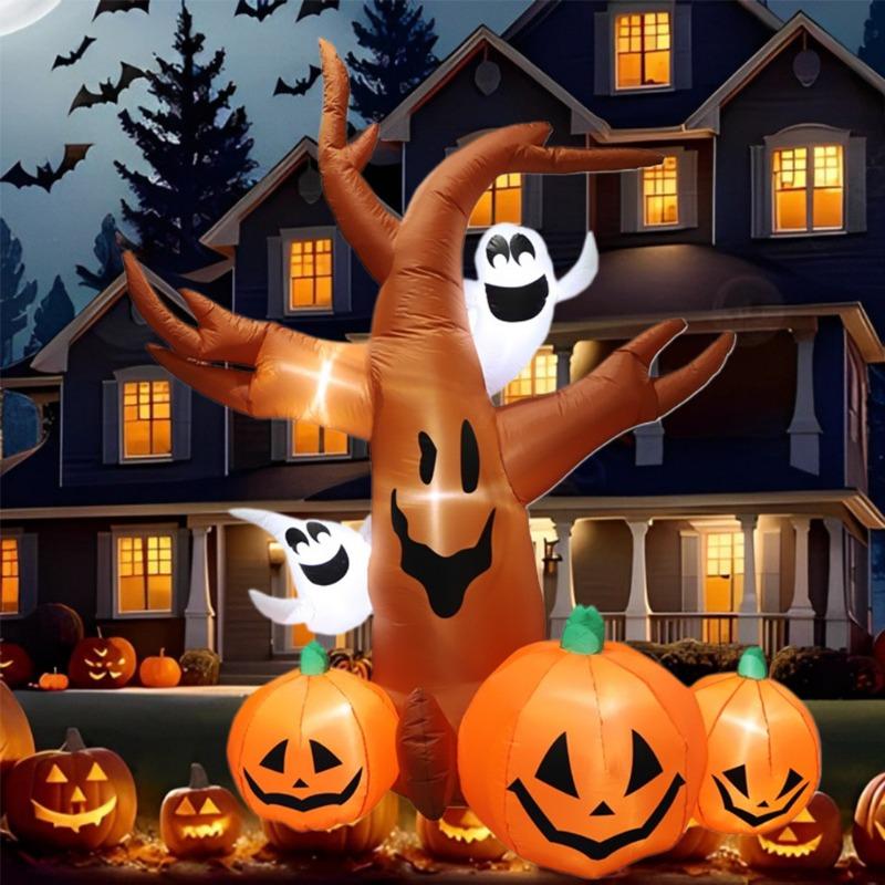 Inflatable Toy Scary Pumpkin Tree Halloween Inflatable Model Luminous Day of the Dead Halloween Atmosphere Decoration Model
