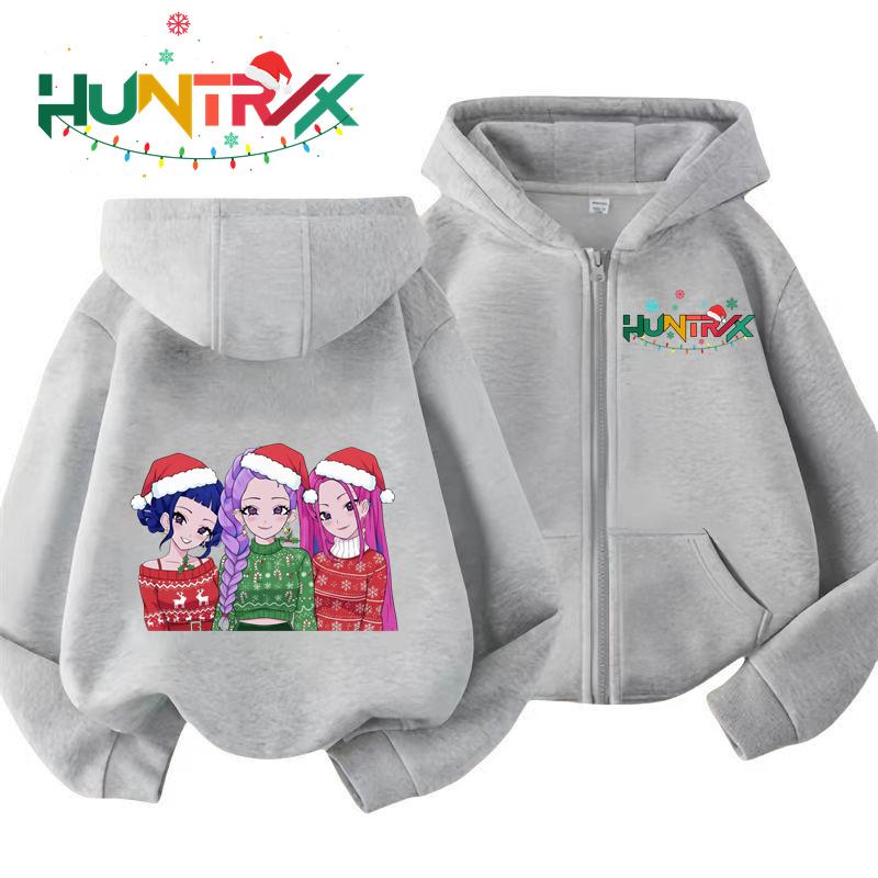 

K-pop Пальто с капюшоном для ребенка Аниме Huntrix Rumi Zoey Мультяшная мода Куртка на молнии Мальчик Девочка Милый топ Детская одежда Подарок 100