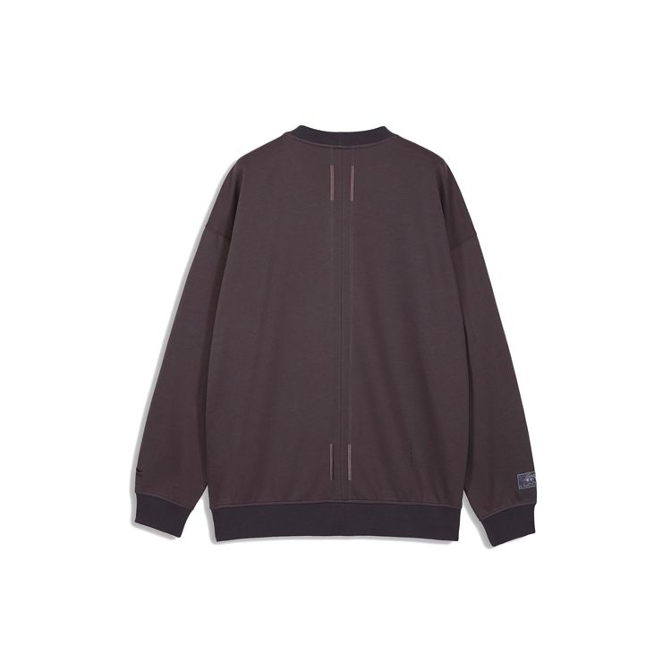 Li Ning Sports Fashion Series X Palace Museum Printed Pullover Sweatshirt Unisex Sweatshirt Sandalwood-Black AWDQ929-2