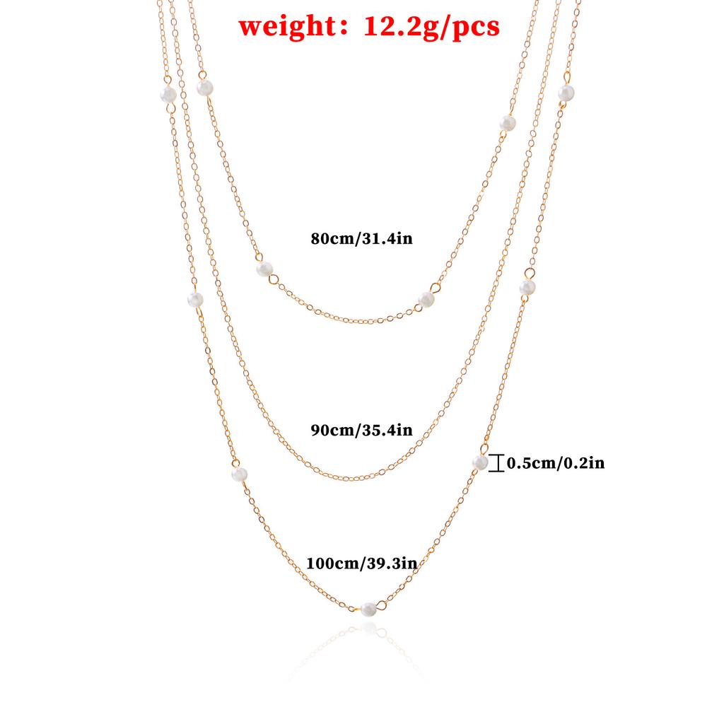 Accessories, Long Autumn And Winter Elegant Imitation Pearl Level Necklace, Women'S Geometric Trend Sweater Chain