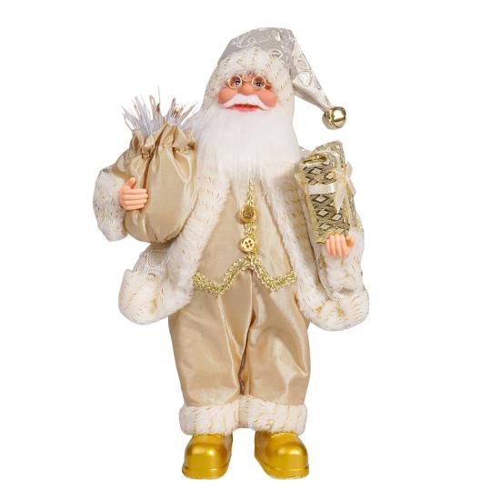 12" Santa Claus Figurine Christmas Standing Santa Claus Doll with Gifts for Holiday Home Office Table Decoration