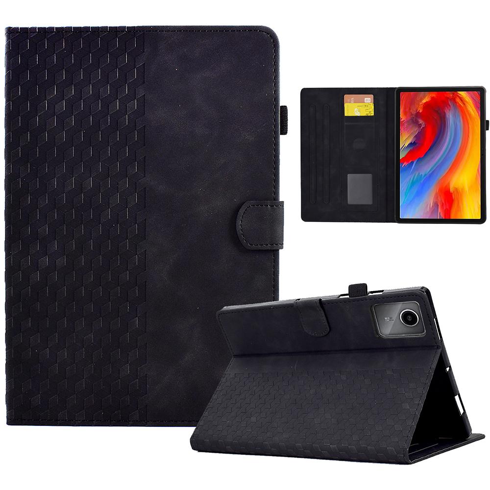 

Чехол для Lenovo Xiaoxin Pad 11 2025 с отделениями для карт, кожаная обложка с блочным узором Black