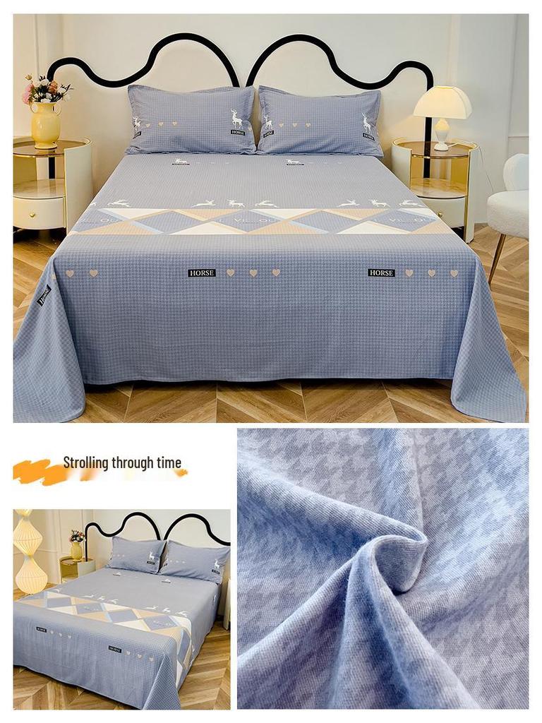 Long-Staple Cotton Brushed Bed Sheet - Solid Color, Thickened, Multiple Sizes (1.2/1.5/1.8m) for Dormitory Single Beds.