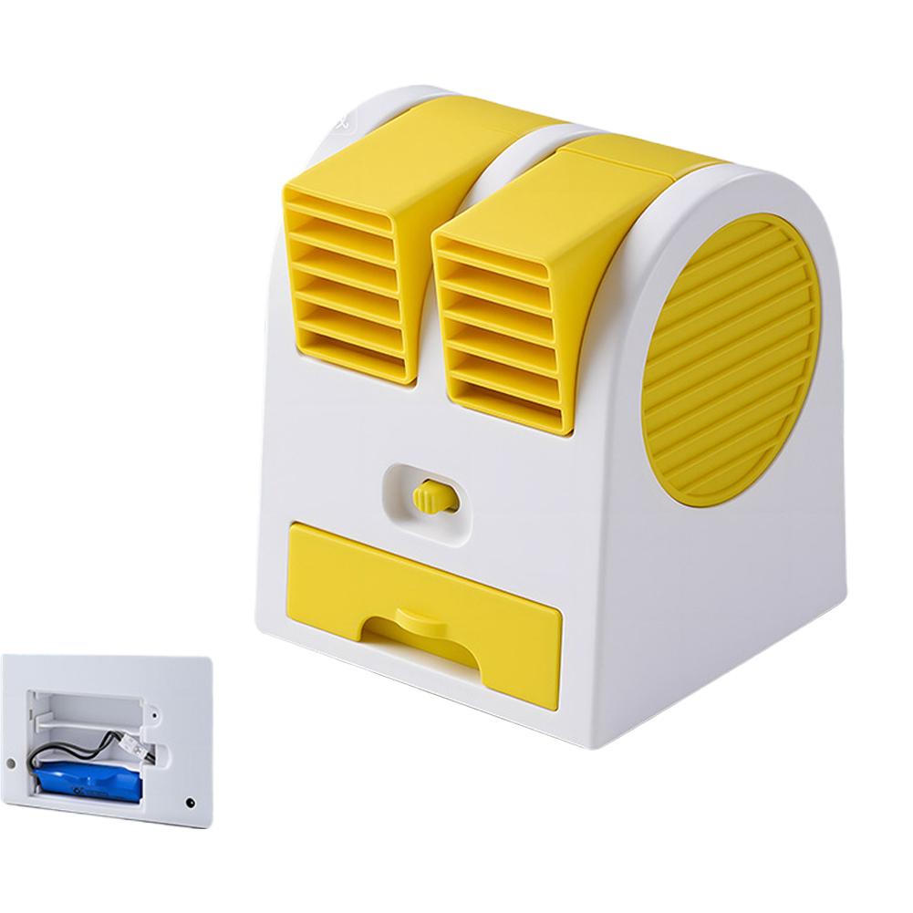 Mini Enfriador de Aire de Escritorio USB Doble Puerto Ventilador de Refrigeración Potente Portátil Hogar Oficina Dormitorio Estudiante Silencioso Recargable Pequeño Mesa F