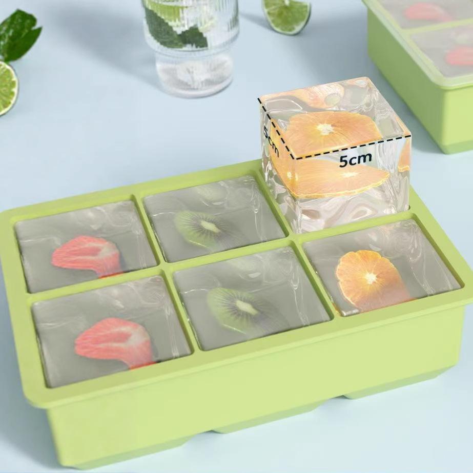 Square Silicone Ice Cube Tray with Lid - Small, Food-Grade Kitchen Ice Mold