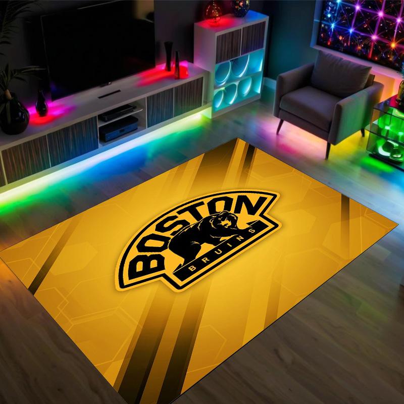 Design Boston Bruins Tappeto in Velluto di Cristallo Accogliente Non?Tappeto Stampato Antiscivolo per Camera da Letto Soggiorno Ingresso